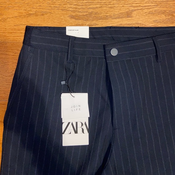 Pants & Jumpsuits Zara Comfort Slim The Driver Pant Pinstripe Navy Blue Poshmark